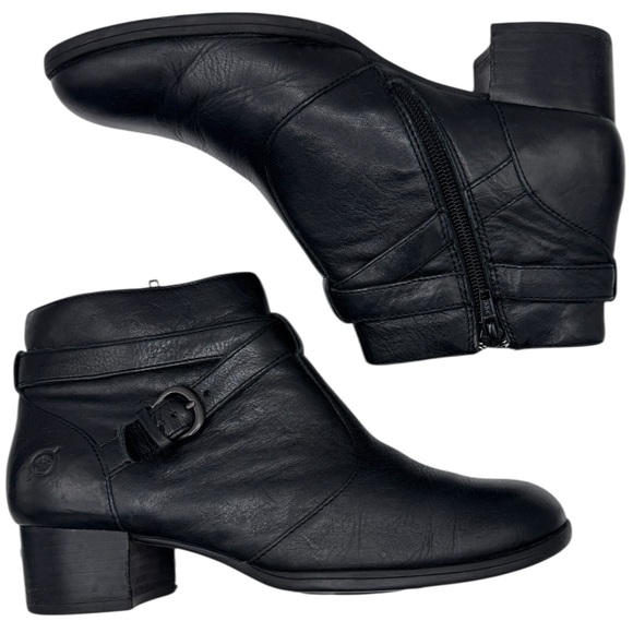 Born Shoes - Born Black Leather Ankle Booties